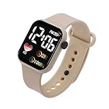 Electronic Watch Luminous Square Dial Waterproof Adjustable Comfortable Precise Time Heart Print Kids LED Digital Sport Wrist for Home, Friends, Family, School