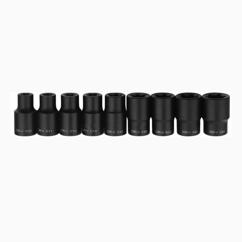 Lot de 17 douilles métriques de type E, acier au chrome vanadium, poignée ergonomique antidérapante, pour réparation automobile et bricolage