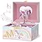 Lolalet Unicorn Jewelry Box for Girls, Kids Initial Musical Jewelry Organizer with Spinning Doll, Personalized Birthday Christmas Gifts for Children Toddler (Box Only) -Letter M