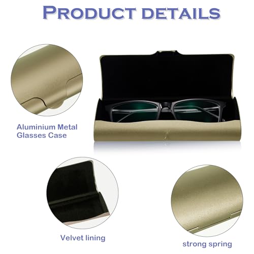 Image of Hifot Aluminium Glasses Case, Slim Reading Glasses Case, Portable Travel Metal Eyeglass Spectacles Protection Hard Shell