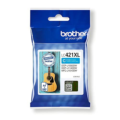 Brother LC421XLC Cartuccia InkJet Originale, Alta Capacità, fino a 500 Pagine, per Stampanti DCPJ1050W / MFCJ1010DW, Ciano - Immagine 1