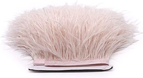 FQTANJU 2 Yards Soft & Natural Ostrich Feathers Fringe Trims Ribbon Used for Dress, Sewing, Craft Clothing, Lighting Decoration, Clothing DIY, etc. (Cream Color)