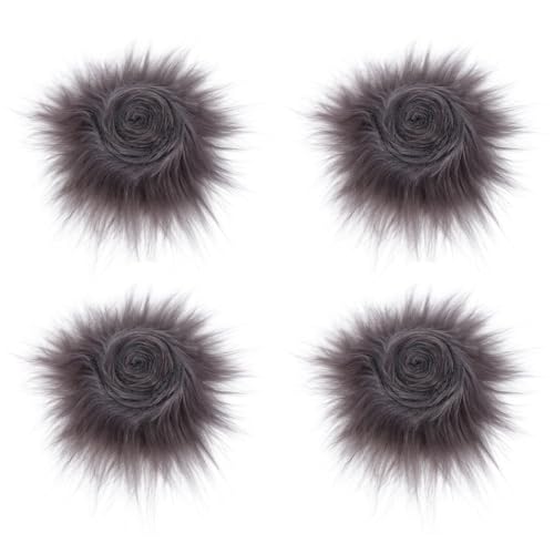 GORGECRAFT 4Pcs 150x5cm Shaggy Plush Faux Fur Trim Ribbon Fabric Pre-cut Artificial Strips Dark Gray Fluffy Fuzzy Cuts Crafts Fur Pieces Gnome Beards for Hair Santa Claus Cosplay Costume