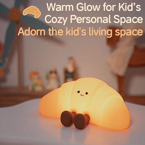 Myratts Led Cute Crossant Night Light, Colorful Dimmable Timer Nursery Kawaii Lamps, Super Squishy Silicone USB Rechargeable Beside Lamp, Used for Camping Party Room Decor (Crossant) by Myratts - Used condition - Image 5