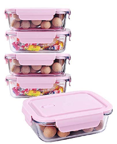 Golden Bird Glass Lunch Box Food Storage Containers with Lids, Glass Meal Prep Containers, Airtight Glass Lunch,BPA Free & Leak Proof 5