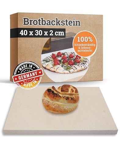 Feuerfest 123 Brotbackstein eckig I 40x30x2cm I Lebensmittelechte Backofen-Steinplatte aus Schamotte I Hochwertiger Backstein für Backofen & Grill I Ideal für Brot, Pizza, Kuchen & Flammkuchen