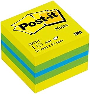 Post-it Notatki - Mini Cube - neonowy żółty, ultramiękki, ultramiękki, ultramiękki, neonowy żółty - 400 arkuszy - 51 mm x 51 mm