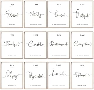 Gethelud 12 PCS Inspirational Wall Art, Minimalist Motivational Quotes Mindset Wall Decor Positive Sayings Black Font Encouragement Words Poster for Office, Bedroom, Living Room (8 x 10, Unframed)