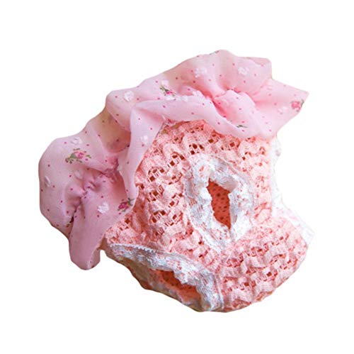 KJOET 1個美しいレースペット雌犬綿衛生生理月経パンティー下着犬のおむつ衛生パンツ