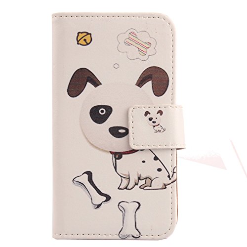 Lankashi PU Leather Housse Case Cover Cuir Coque Etui Flip Skin pour Kazam Thunder 2 4.5L Dog Design
