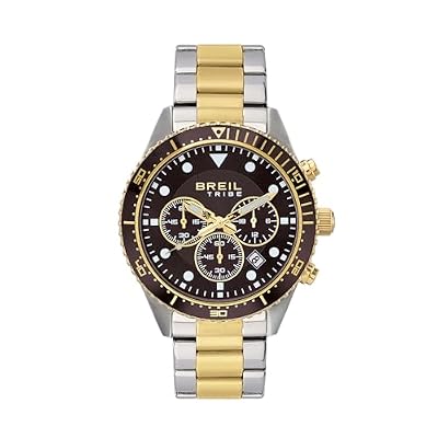 Breil, Collezione Sail, Orologio Uomo, Cronografo in Acciaio Satinato Bicolor, Quadrante e Lunetta Coffee Brown e Dettagli Gold, Fondello a Vite, Resistente All'Acqua Fino a 10 Atm, Cassa 42 mm