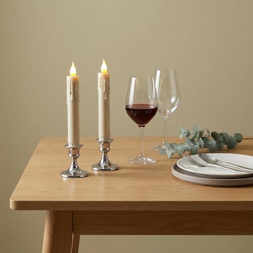 Image of 6.7 Inch Flameless Taper Candles with 2 Remotes LED Candlesticks Battery Operated Realistic Flickering Flame, for Wedding Centerpieces, Christmas, Home Decor 12 Pack