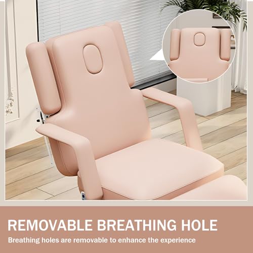 Larnavo Massage Table-Electric Massage Table with Pink Luxury Modern Style, SPA Beauty Bed Includes Multi-Angle Adjustment, Liftable Armrests, Technician Chair (Pink) - Image 5