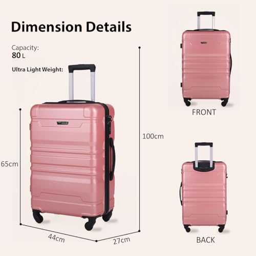 Image of Impulse Chicago Set of 3 Small, Medium & Large Size (Cabin & Check-inTrolley) Hard Sided ABS and PC 4 Wheel Spinner, Unbreakable Trolley Bag with Combi Lock, Trolley Bags for Travel, Suitcase (Pink)