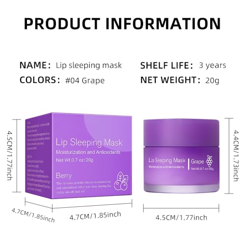 Image of FeiCuiYun Lip Sleeping Mask, Moisturization and Antioxidants, Nourish, Hydrate, Flaky, Dry Lips (04#Grapes, 1Pcs)