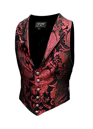 Shrine Men's Victorian Gothic Formal Aristocrat Vest Red Black Tapestry