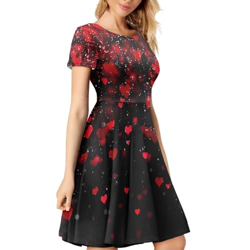 Image of AFPANQZ Womens Casual Summer Lightweight Vintage Dress Short Sleeve Midi Dress Knee-Long Luxury Formal Dress