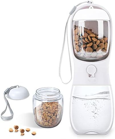 AVELORA Dog Water Bottle,Portable pet Water Bottle with Food Container,Outdoor Portable Water Dispenser for Cat,Rabbit,Puppy and Other Pets for Walking,Hiking,Travel(10oz)