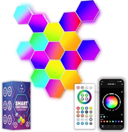 TOKTE 16-Pack Hexagon RGB LED Wall Lights – Modular Smart Light Panels ...