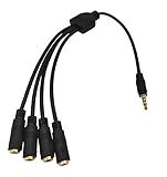 Picture of Traovien 3.5mm Splitter Cable, 1/8" TRRS Stereo Plug Male to 4 Female Audio AUX Headphone Splitter for Headset, 1Ft (3.5mm 4pole 1 M/4 F)