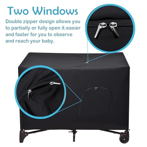 Image of Crib Blackout Cover for Pack and Play,Breathable Blackout Tent for Travel Crib,Portable Stretchy Baby Blackout Tent for Indoor Outdoor Travel