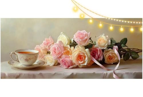 Broderie Diamant Cristal Peinture Point de Croix Luxe Rose Grand Format 120x60 cm 5D DIY