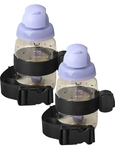 UMBEIBEI Sippy Cup Straps 2pcs Bottle Leash Toys Strap with Anti-Slip Lining Adjustable Safety Tether for High Chairs Strollers & Car Seats (Black)