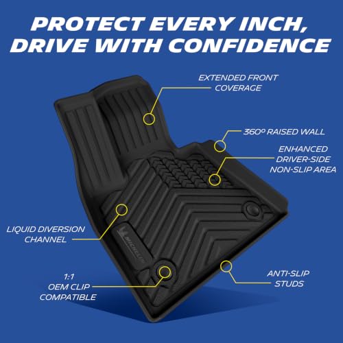 Image of Michelin Vehicle Mats for 2019-2026 BMW X5, 5 Seats, Floor Mats | Fit Gas&PHEV (Plug In Hybrid), Not Fit 7 seats, Custom Fit, All-Weather TPE Car Mats Accessories Floor Liner, 3PCS, Premier