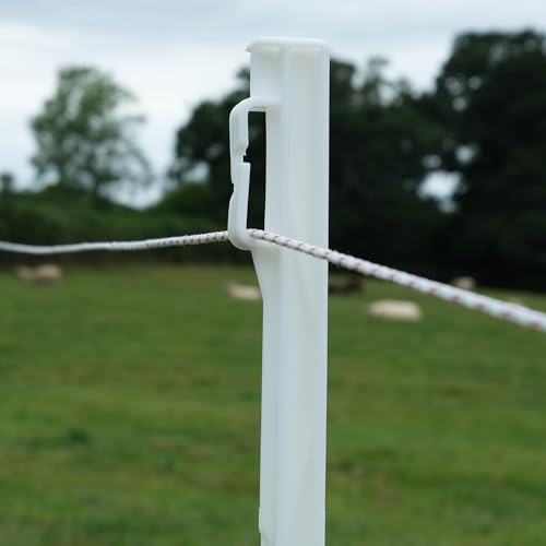 White 3FT Poly Post 105cm Tall Plastic Fencing Stake | Ideal for Temporary Electric Fences | Portable Mobile Paddock Fencing Livestock Control Grazing for Cattle Horse Sheep (10)