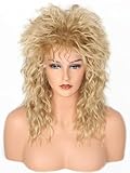 LeMarnia 80s Rock Diva Wig Blonde Brown Fluffy Big Roll Mullet Wigs for Man or Woman Halloween Party Costume Cosplay Wig