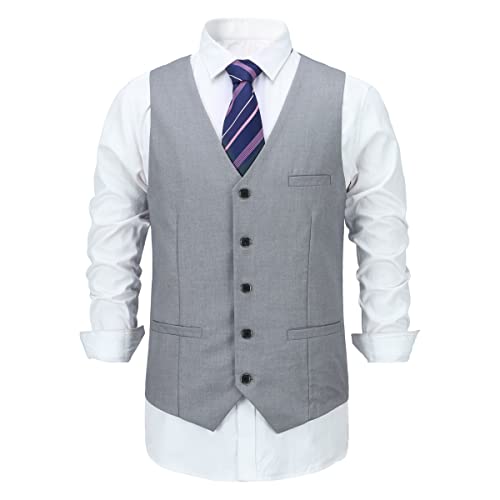 Allthemen Herren Weste V Ausschnitt Einreiher Gilet Slim Fit Business...