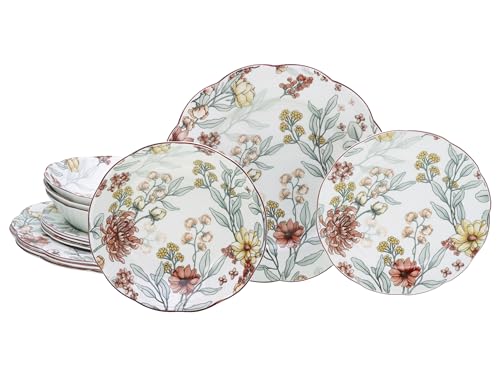 Assiettes en faïence de la Série Fiore CreaTable 16927 au design raffiné - 2