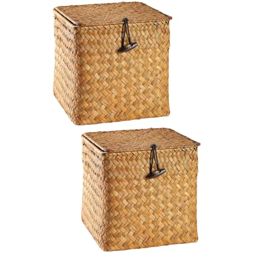 Panier de rangement en bois et osier tressé pour un bureau élégant