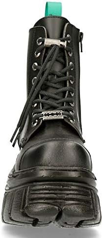 New Rock M-NEWMILI083-VS2 VEGAN BOOTS Combat Black Leather Platform Biker Shoes 37 | Image 3