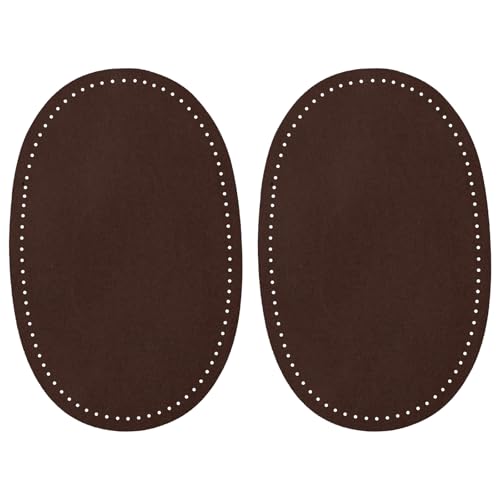 NeoLum 2Pcs Elbow Patches for Jackets and Sweaters Sew-On Faux Suede Fabric Repair Patches Oval Fabric Knee Patches for Mens Coats Shirts and Pants Restoration (Brown)