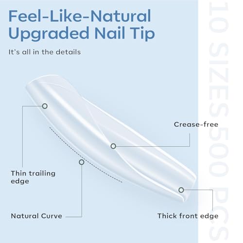 Image of modelones X Nail Gel Kit, 9-in-One Glue Prep Dehydrator UV Light Clipper | Square Nail Tips 500Pcs Medium Square Tips for Extension Kit DIY Salon Home Gift