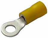 Terminales electricos con ojo AERZETIX: 10x Terminales electricos con ojo ojal M5 Ø5,3mm 4-6mm² aislado amarillo C11543