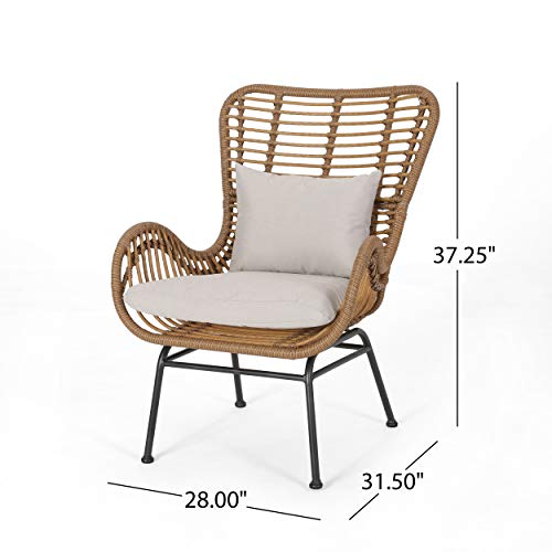 Great Deal Furniture Crystal Outdoor Wicker Club Chairs With Cushions (Set Of 2), Light Brown And Beige #TOP4