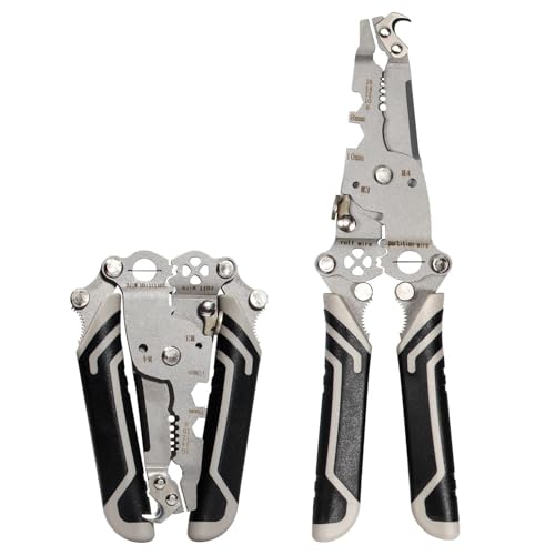 Image of All in 1 Multifunction Stainless Steel Wire Stripper /Wire Crimping Tool, Wire Cutter, Wire Crimper, Cable Stripper, Wiring Tools (Black wire stripper)