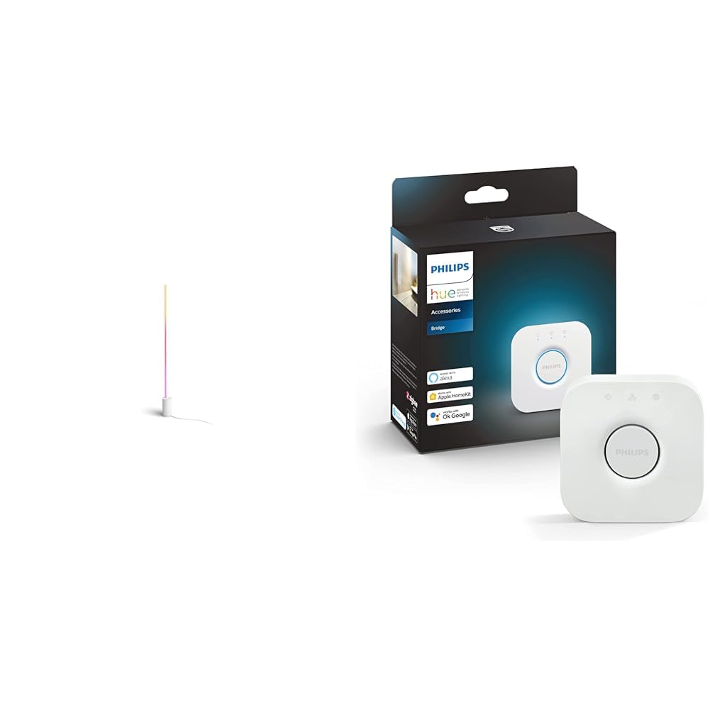 Lámpara de pie LED inteligente Philips Hue de salón para crear ambientes con centro de control 1