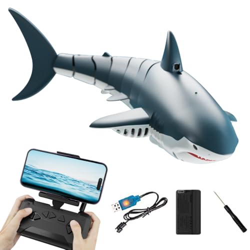 Mineup Ferngesteuerter Hai-Spielzeug, 2.4GHz Fernsteuerboot Mit Kamera,...