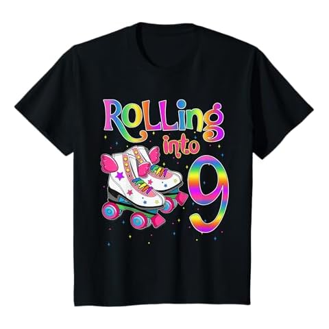 Rolling Into 9 years Let's Roll I'm Turning 9 Roller Skate T-Shirt Cover