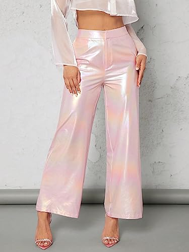Women's Holographic High Waist Party Club Pants Night Out Pants3