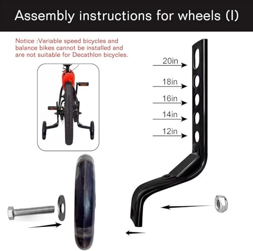 Image of DDJKCZ Training Wheels Flash Mute Big Wheel Compatible for 12 14 16 18 20 inch Single Speed Bicycle (Dark Black)