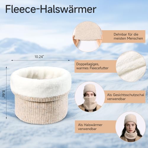Damen Winter Set - Beanie Mütze, Loop Schal & Touchscreen Handschuhe - Fleece gefütterte 3er Set für extreme Wärme - Weiches Winteraccessoires Geschenke
