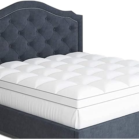 Luxury Mattress Topper Small Double Size - Soft & Cool, 100% Pure Cotton, Durable & Water Repellent Pillow Top, Optimum Thickness with Down Alternative Fill, 30cm Deep Pocket Skirt Cover