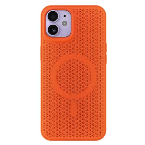 Image of Pikkme Back Cover for iPhone 12 /12 Pro | Honeycomb Cooling Design | Silicone Heat Dissipation | Mag-Safe Compatible | Shockproof Camera Protection Bumper Case (Orange)