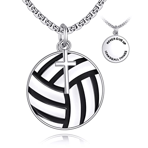 YFN Volleyball Necklace Sterling Silver Never Give Up