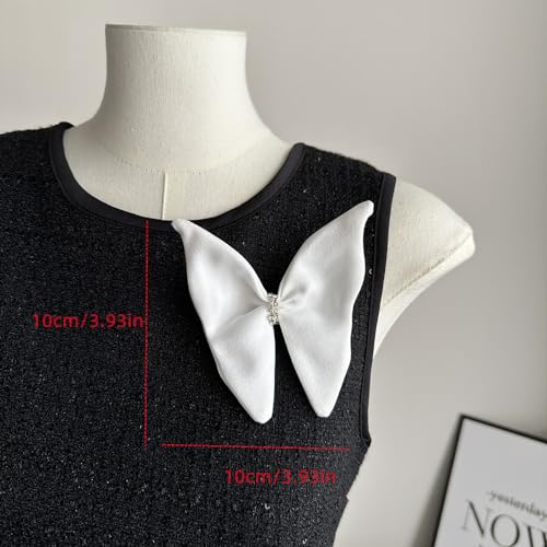 Image of Dainty Fabric Butterfly Brooch Pin for Women Girls Fashion Rhinestone Crystal Large Bowknot Brooches Lapel Corsage Boutonniere Pins Wedding Birthday Holiday Dress Accessories Jewelry Gift