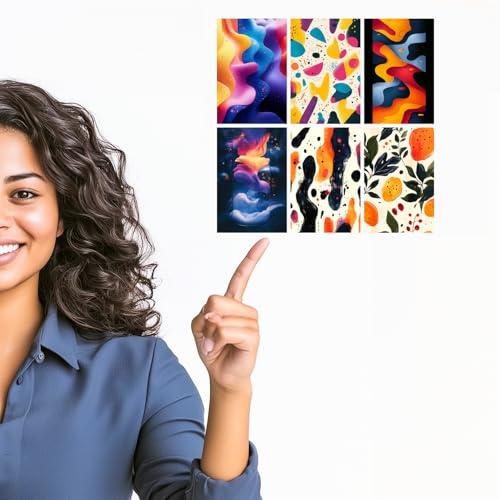 Image of SiddArtify Abstract Modern Wall Art Prints Set - Colorful Poster Decor for Living Room Office - Set of 2-4x6 Inch - Board (Pack of 6) - Sticker (Pack of 6)